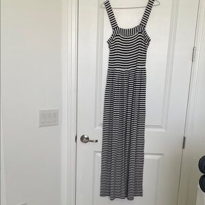 LOFT Monochrome Striped Maxi Dress